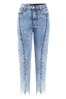 High Waist Mom Jeans With Irregular Opening Woman Boyfriend Acid Wash Cropped Denim Pants For Women Jeans