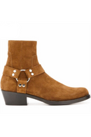 Luxury Brand Buckle Strap Genuine Leather punk Boot High Heel Wedge genuine Leather Rock Stage Slim Fit Bota Shoes