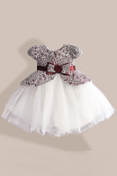 Lace Flower Girl Dress style Silk Belt Princess Kids Dresses 3 colors leopard Girls Party Dress for 1-6T