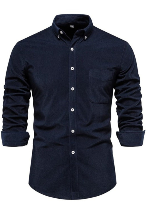 Retro Men Corduroy Shirt Single Pocket Casual Loose Shirt for Men Autumn Thicken Warm