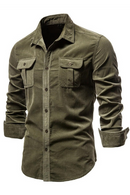 Corduroy Cotton Shirts Men Business Casual Lapel Solid Color Slim Fit Men Shirt New Autumn Shirt for Men