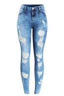 Trend Distressed Women`s Jeans Denim Streetwear Female Pants Trousers For Girl