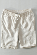 Pure Linen Shorts Men Summer New Solid White Loose Holiday Shorts Man Casual Shorts