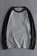 stitching contrast autumn and winter long sleeve T-shirt Men pure cotton comfortable raglan sleeves
