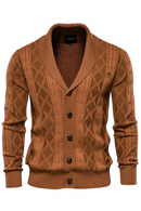 Cotton Argyle Cardigan Men Casual Single Breasted Solid Business Cardigans Winter Sweater Man