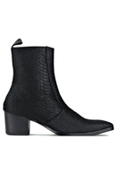 Men Chelsea Ankle Boots Genuine Horse Leather Crocodilian Print Horse Hair Boot with Side Zipper Heel Boots designer footwear