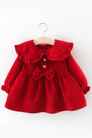 Spring Baby Girl Dress Long Sleeve Solid Color Princess Girl Wedding Party Dress Dress 1st Birthday Dress For Baby Girl