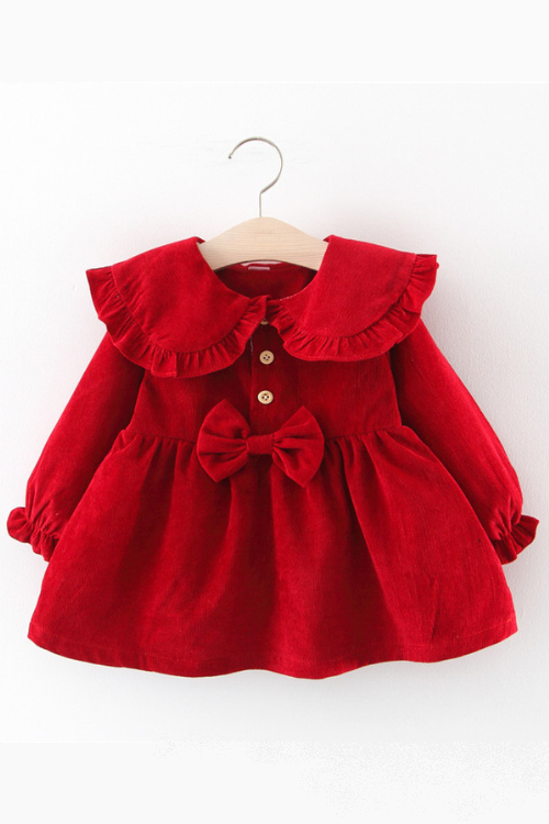 Spring Baby Girl Dress Long Sleeve Solid Color Princess Girl Wedding Party Dress Dress 1st Birthday Dress For Baby Girl