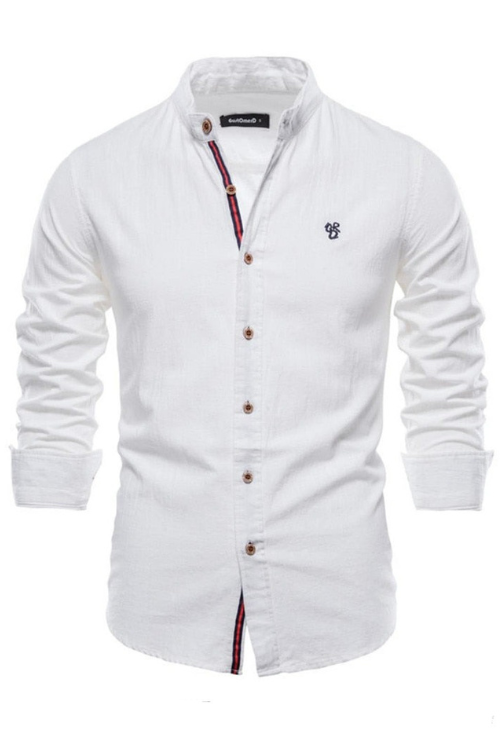 Spring Cotton Social Shirt Men Solid Long Sleeve Shirt for Men Lapel Casual Social Men Shirts