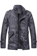 Vintage Men's Leather Jackets Autumn Winter New Casual Motorcycle Leather Jacket Mens Long Thicken Faux Fur Coats