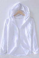 Striped Hooded Shirt for Men Long Sleeve Cotton Linen Tops Spring and Autumn New Casual Male Clothes Hemp Shirt
