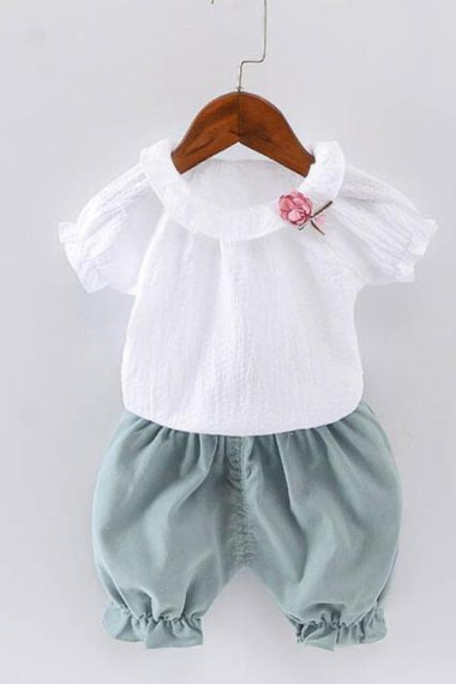 Filles tenues d'été 6 mois--3 ans enfant en bas âge enfants bébé filles tenues coton t-shirt + short pantalon vêtements mignon fleur ensemble