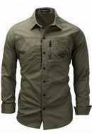 Chemise pour hommes pur coton col rabattu Style Safari hauts mâle Slim Fit armée extérieur vêtements décontractés lettre