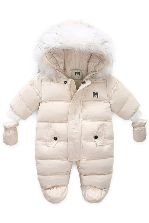 Thick Warm Infant Baby Jumpsuit Hooded Inside Fleece Boy Girl Winter Autumn Overalls Children Outerwear Kids Snowsuit