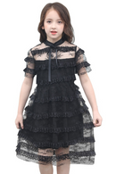 Teens Girls Dresses Summer Kids Black Short sleeve Dress For Girls Clothing