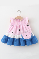 Toddler Baby Kids Girls Dress With Bag Summer Elegant Ruched Ruffles Princess Dresses For Girls Casual Clothes