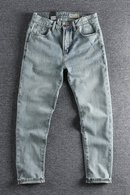 Spring and autumn cat beard jeans mens Khaki light blue youth small straight pants