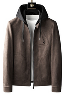 Luxury men jackets hooded elastic spring casual suede wool coats male motorcycle clothes streetwear