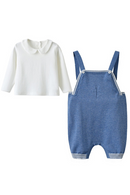 Spring Autumn New Toddler Girl Boy Clothes Sets Baby Knitted Pants Set Long Sleeve T-shirt+knitted Overalls Newborn