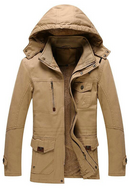 Veste d'hiver hommes col montant mâle Bomber veste hommes à capuche veste décontractée manteaux épais chaud manteau Outwear