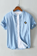Men Blue Denim Shirts Summer New Thin Short Sleeve Jean Tops Male Pure Cotton Casual Cowboy Button Up Vintage Clothes