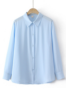 Basic Shirt For Women Solid Color Tops Loose Brief Chiffon Long Sleeve Blouses Autumn