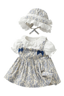 Floral Vintage Court Girls Dress Summer Ruffles Birthday Party Princess Costume Toddler Puff Sleeve Dress With Exquisite Hat Set