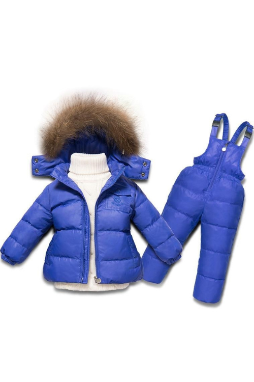 Ensemble de vêtements d'hiver pour garçons et filles, manteau en duvet de canard blanc + salopette, 2 pièces, vêtements de neige pour enfants, combinaison de Ski coupe-vent