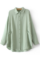 Women Clothing Loose Fit Solid Tops Casual Asymmetrical Length Rayon Blouses Autumn