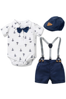 Baby Boys Clothes Cotton Romper for Newborn Baby Clothing Short Bowknot Hat Suit Birthday Dress Party Infant Boy Kids Outfit
