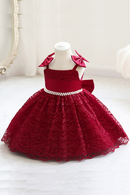 Lace Mesh Baby Girls Dresses Christening Gown Newborn Wedding Baptism Formal Princess Clothes