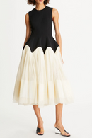 Patchwork Mesh Hit Dresses For Women Round Neck Sleeveless High Waist Ball Gown Dress Female Summer