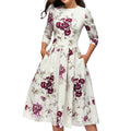 Women Elegent Floral Vintage Party Dress Long Sleeve Women Boho Dress Female Summer Holiday Casual Dress