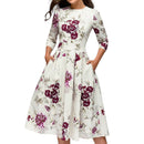 Women Elegent Floral Vintage Party Dress Long Sleeve Women Boho Dress Female Summer Holiday Casual Dress