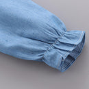 Fall Newborn Infant Baby Girls Dress Casual Denim Long Sleeve Mesh Princess Dresses+Hat Toddler Girls Clothes Vestidos
