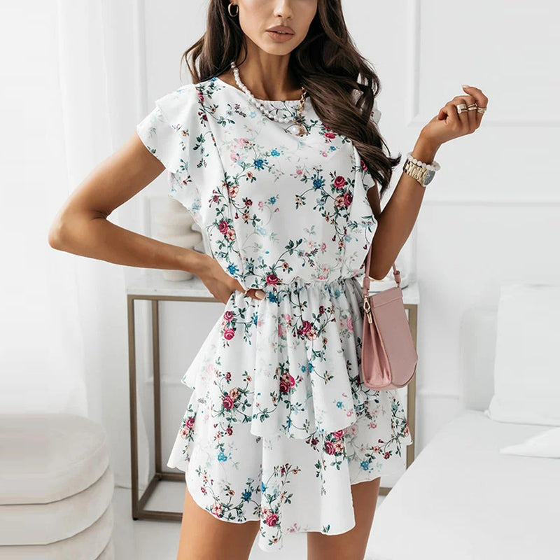 Women's Summer Bohemian dress Ruffles Sleeve party dresses Casual floral dress Beach Sundress dresses for women s