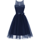 Autumn and Winter sleeveless Chiffon high-end party dress adolescent lace suspender backless waist-back dress