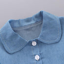 Fall Newborn Infant Baby Girls Dress Casual Denim Long Sleeve Mesh Princess Dresses+Hat Toddler Girls Clothes Vestidos