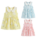 Baby Girl Sleeveless Flower Print Cotton and Linen floral Dress Baby Girl Spring Summer Party and Usual dresses