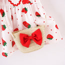 Kawaii Toddler Infant Baby Girls Navy Collar Summer Dress Sleeveless Strawberry Dotted Baby Dress Casual Daily Princess Dress