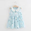 Baby Girl Sleeveless Flower Print Cotton and Linen floral Dress Baby Girl Spring Summer Party and Usual dresses