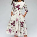 Women Elegent Floral Vintage Party Dress Long Sleeve Women Boho Dress Female Summer Holiday Casual Dress