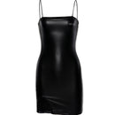 Women Sexy Club Dress With Reflective Letter Party Attrative Dress Female Summer Spaghetti Strap PU Dress Casual