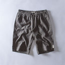 New arrival Striped shorts men summer trend 100% cotton linen shorts knee length straight elastic male shorts