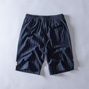 New arrival Striped shorts men summer trend 100% cotton linen shorts knee length straight elastic male shorts
