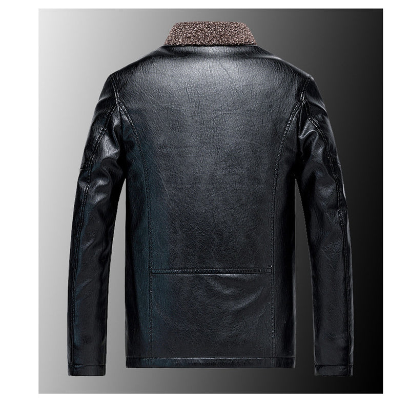 Winter Faux Leather Jackets Men Fleece Thick Warm Motorcycle Coats Male Leather Slim