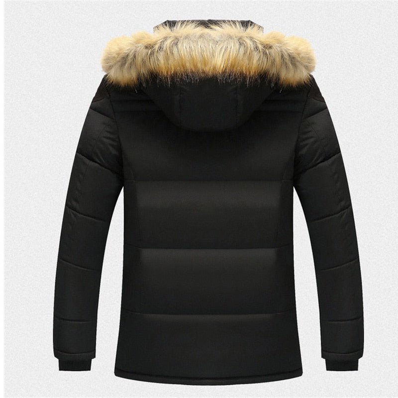 Winter Men Jacket Casual Mens Faux Fur Collar Cotton Thermal Parkas Coats Man Fleece Warm Windbreaker Hoodies Jackets