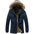 Winter Men Jacket Casual Mens Faux Fur Collar Cotton Thermal Parkas Coats Man Fleece Warm Windbreaker Hoodies Jackets