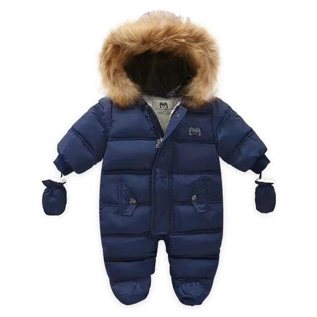 Thick Warm Infant Baby Jumpsuit Hooded Inside Fleece Boy Girl Winter Autumn Overalls Children Outerwear Kids Snowsuit