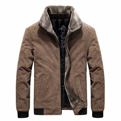 Winter Men's Bomber Jackets Casual Male Fur Collar Windbreaker Jacket Mens Fleece Warm Slim Corduroy Jackets Clothing
